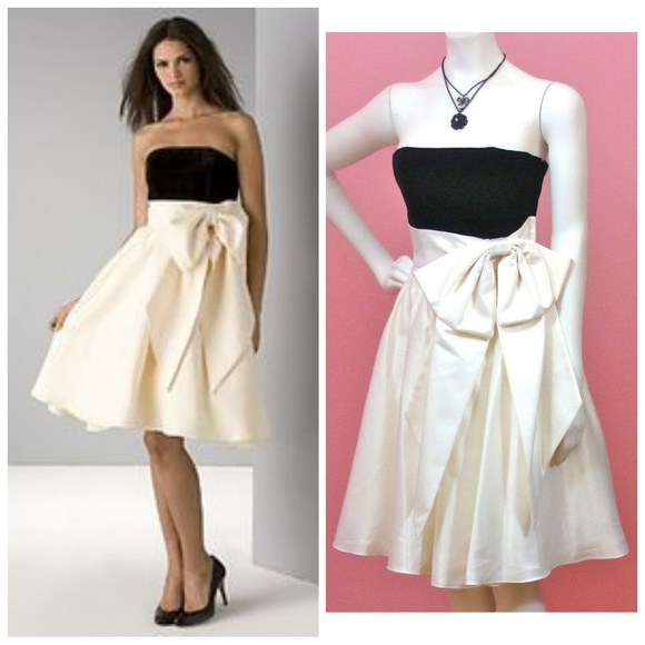 BETSEY JOHNSON B+W Strapless Elegant Cocktail Dress - Picture 8 of 8